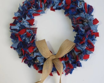 Real wool rag wreaths made to order hearts and rounds available