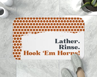 Texas Bath Mat | Lather. Rinse. Hook 'Em Horns! | Free Shipping