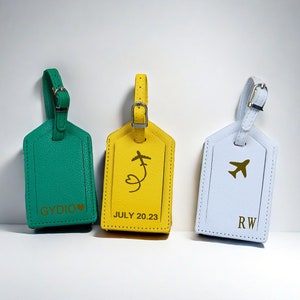Étiquette à bagage personnalisée Étiquette à bagage en cuir personnalisée Monogramme gravé Étiquette à bagage Meilleur ami Cadeau de voyage pour couple Étiquette de cadeau