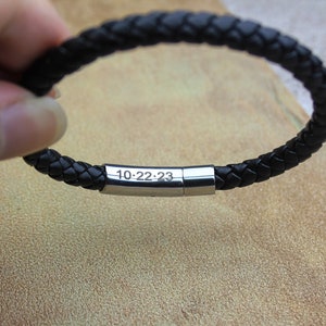 Gegraveerde leren armband voor papa aanpassen, gepersonaliseerde leren armband, vaderdagcadeau armband, aangepaste herenarmband, vaderdagcadeau