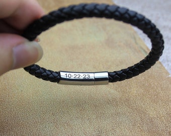 Customize Engraved Leather Bracelet for Dad,Personalised Leather Bracelet,Father's day gift Bracelet,Custom Mens Bracelet,fathers day Gift