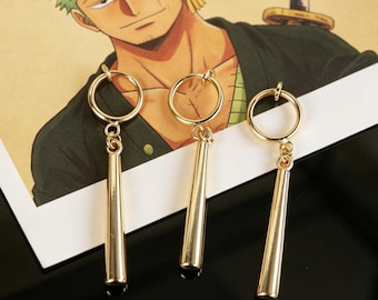 Zoro Ohrringe, Ohrclips, 925er Silber Gold, Umweltfreundlich, 1 Anime Ohrringe, Unisex Cosplay Ohrringe