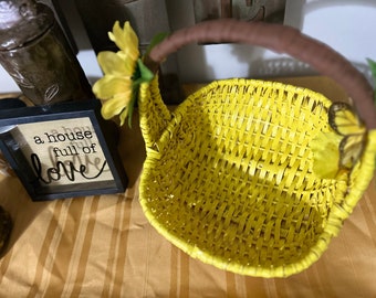 Bright Sunflower Yellow and Brown Floral Basket