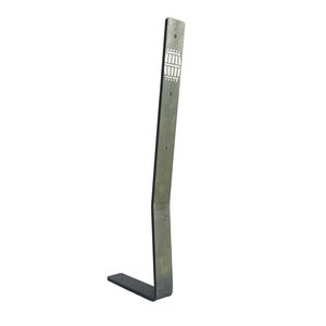 May include: A metal L-shaped bracket with a decorative design on the vertical part. The design is a series of horizontal lines with a square in the middle.