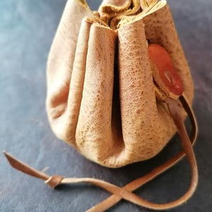 Handmade Leather Coin Pouch: Rustic Drawstring Dice Bag