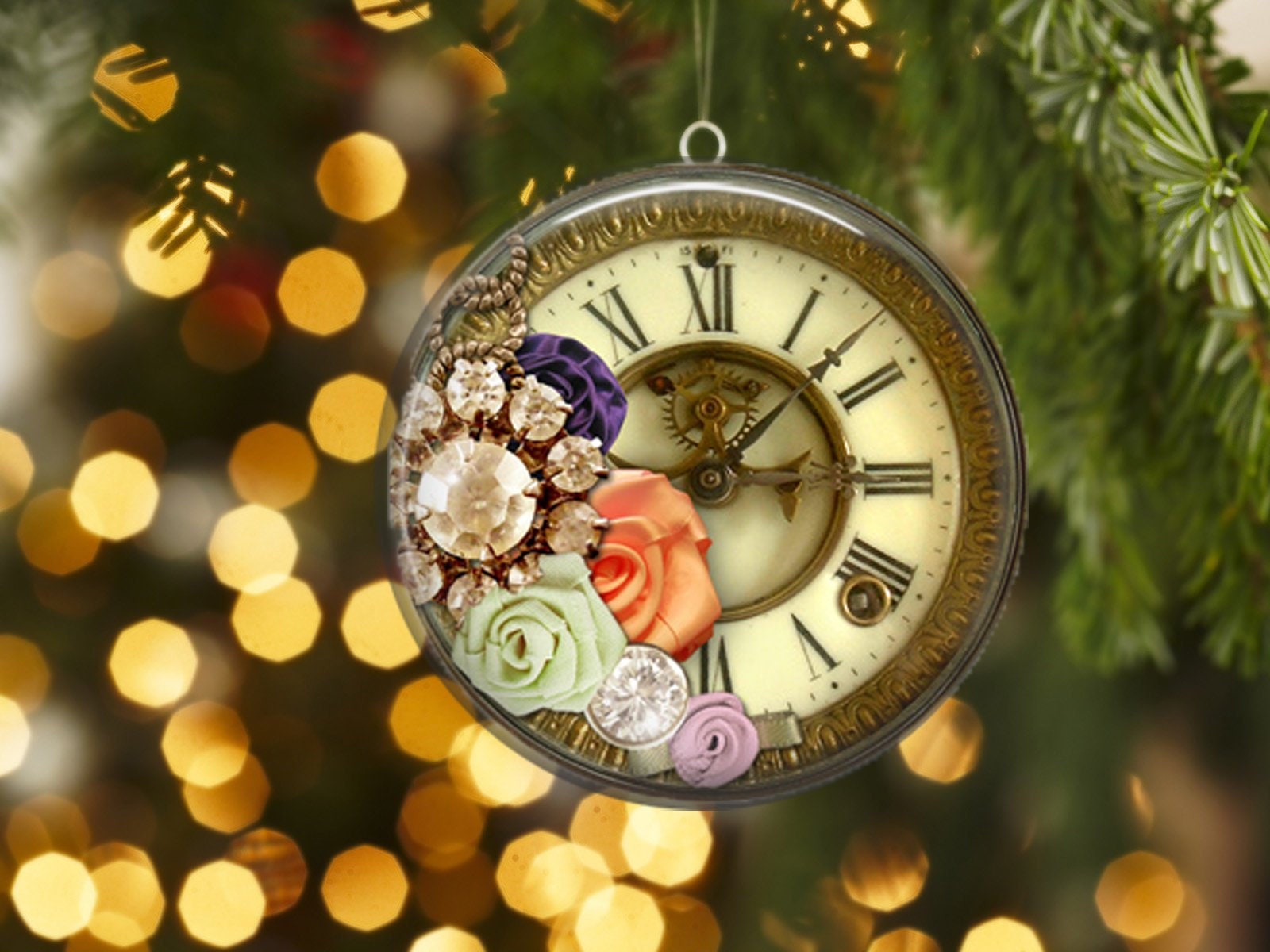 Jeweled Clock Christmas Tree Ornaments Set of 3 Unbreakable Etsy