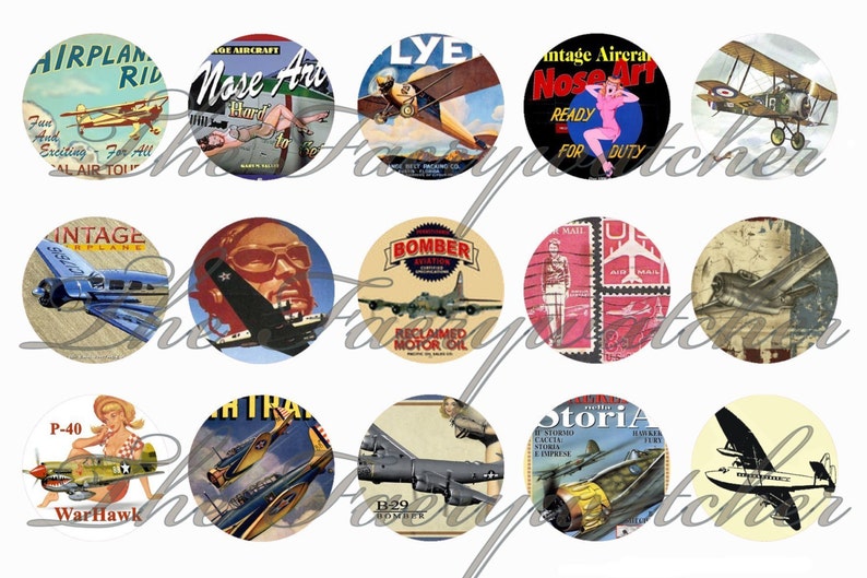 Vintage Plane Magnets Retro Bombers Airplane Pins Vintage Bombers Magnets 12 ct. Bomber Plane Flatbacks
