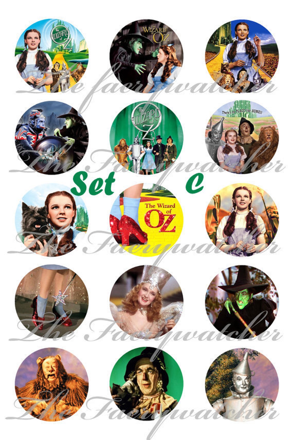 Wizard of Oz Pins or Flat Back Buttons 1 inch 1.25 Etsy