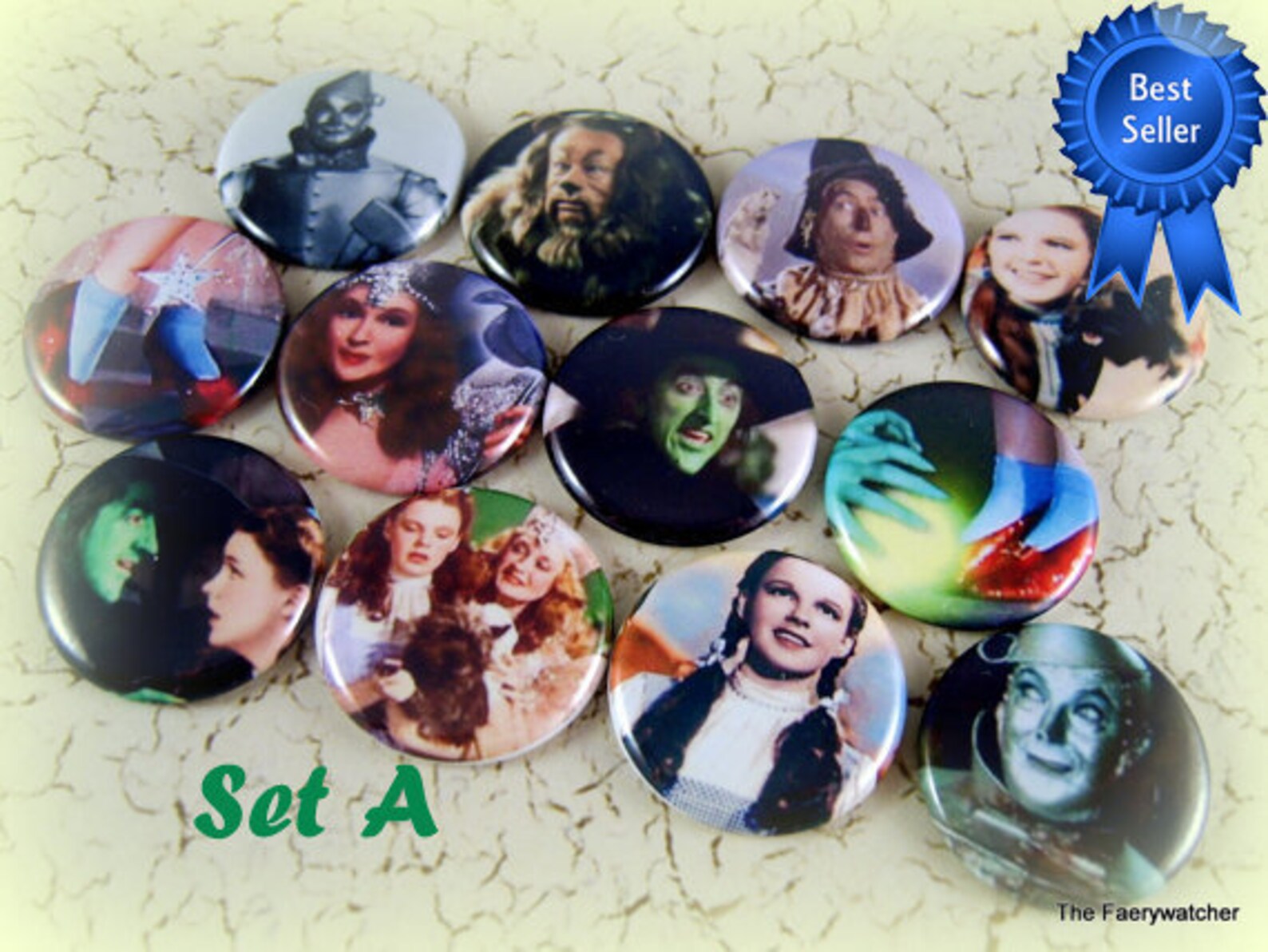 Wizard of Oz Pins or Flat Back Buttons 1 inch 1.25 Etsy