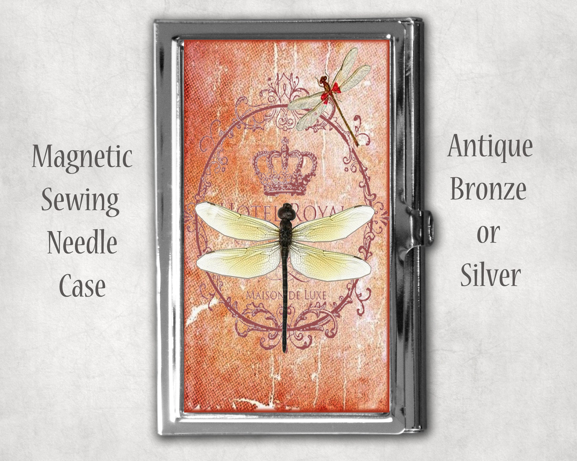 Sewing & Needlecraft Dragonfly and Roses Sewing Needle Case