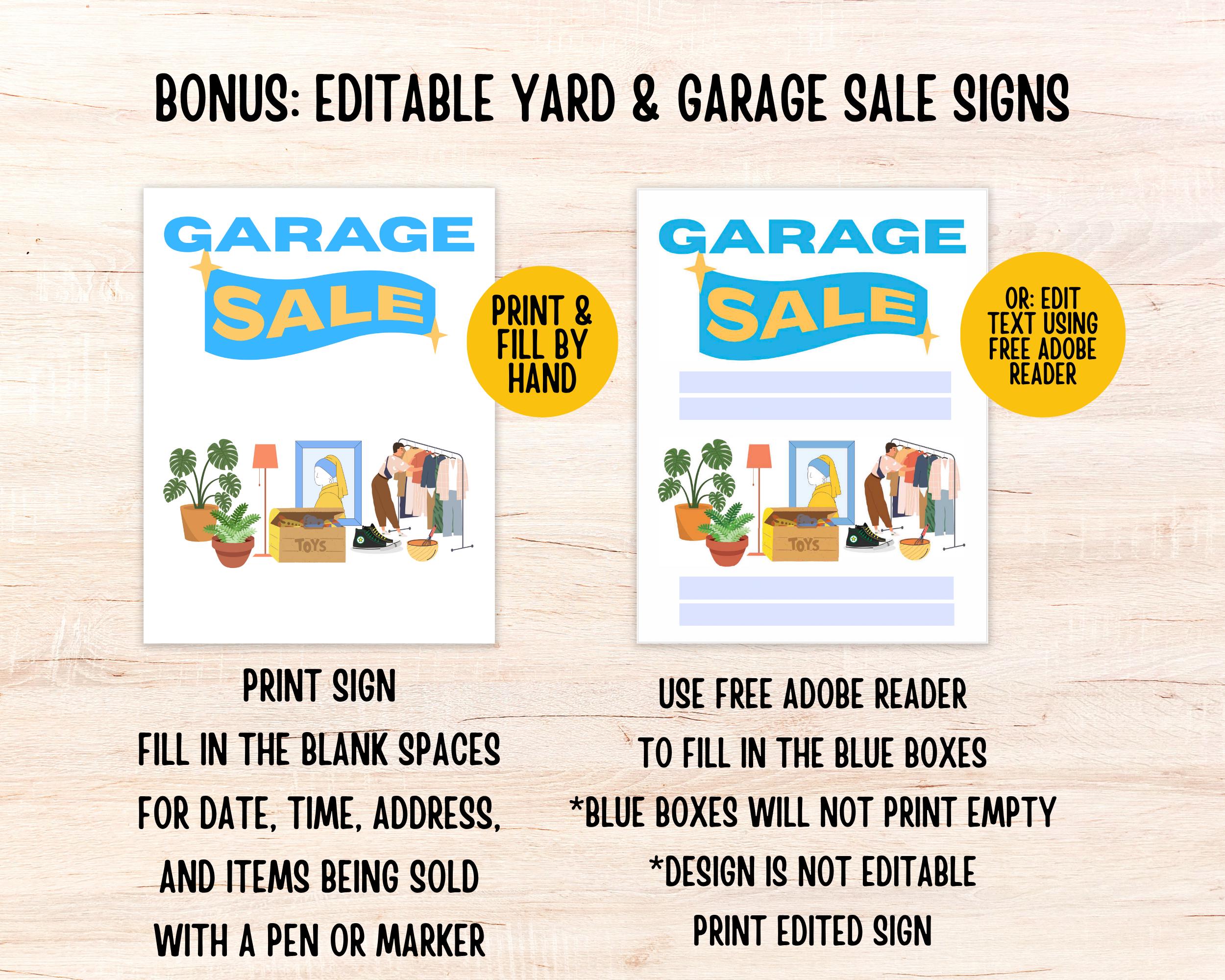 13-page Yard Sale Planner Printable Bundle | Garage Sale Checklist ...