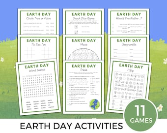 Actividades del Día de la Tierra, Paquete de juegos del Día de la Tierra para niños, Páginas para colorear del Día de la Tierra, Rompecabezas imprimibles del Día de la Tierra, Mes de la Tierra, Material imprimible sobre la naturaleza