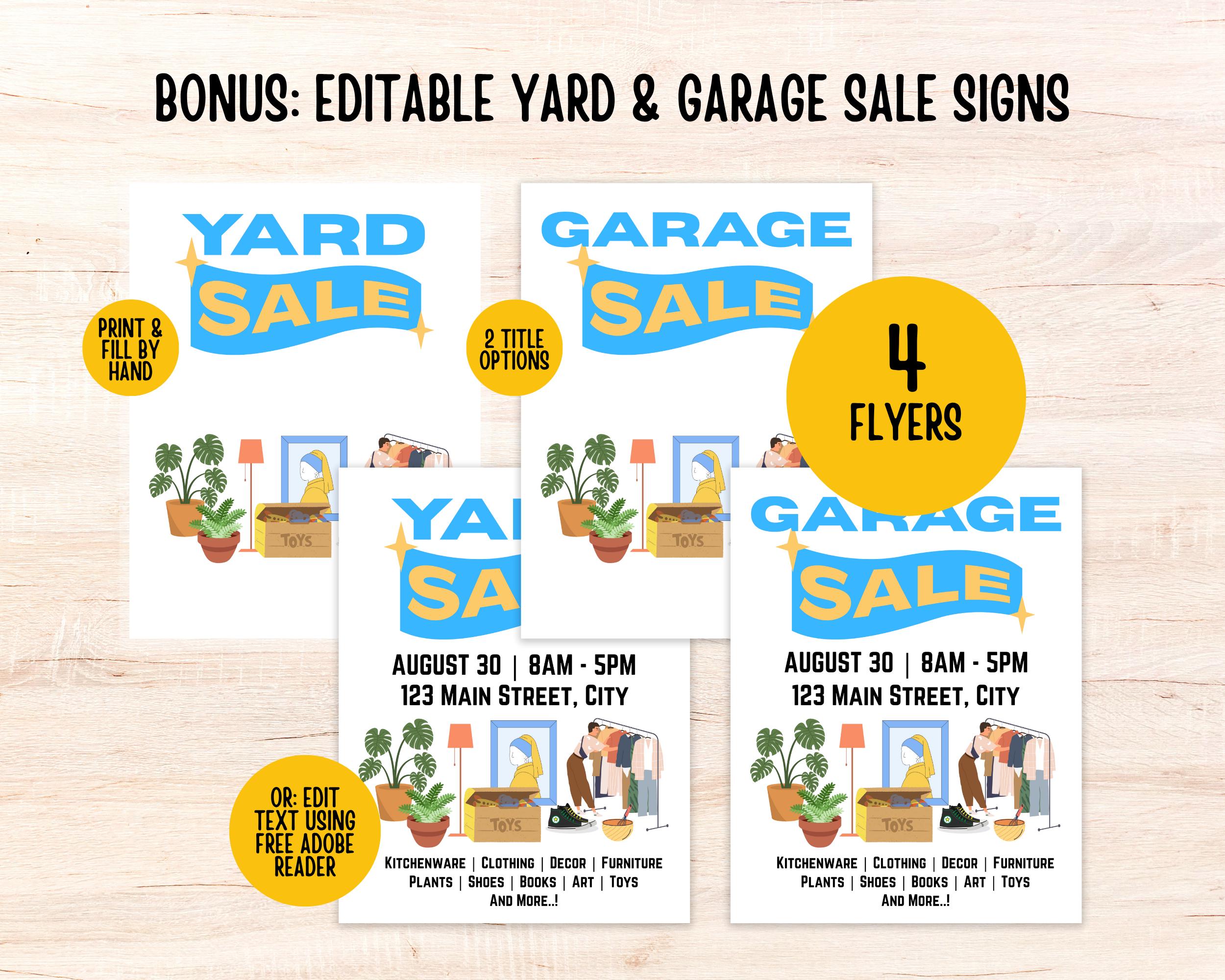 13-page Yard Sale Planner Printable Bundle | Garage Sale Checklist ...
