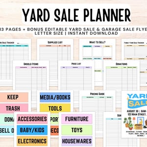 yard sale inventory template Images High Quality Grahic 13-page Yard Sale Planner Printable Bundle | Garage Sale Checklist ...