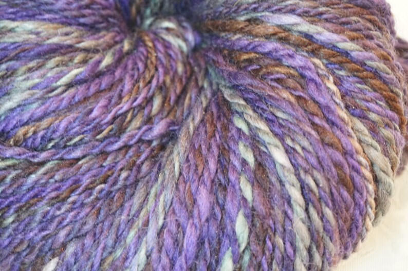 Purple Hand Spun Yarn BFL Weaving Crochet Gray Handspun Yarn Sparkle Fiber Art Knitting Firestar