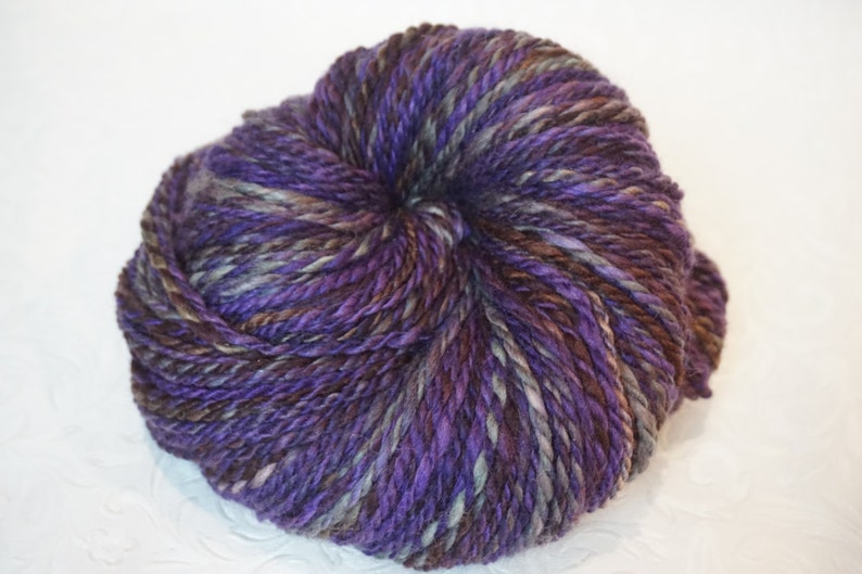 Purple Hand Spun Yarn BFL Weaving Crochet Gray Handspun Yarn Sparkle Fiber Art Knitting Firestar