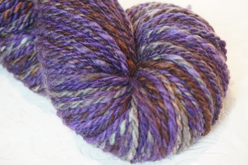 Purple Hand Spun Yarn BFL Weaving Crochet Gray Handspun Yarn Sparkle Fiber Art Knitting Firestar