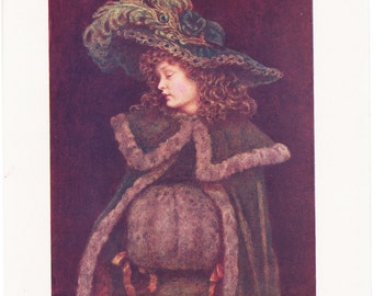 Vintage Kate Greenaway Book Plate Art Print - The Peacock Girl