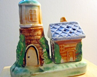 Vintage Lighthouse and Cabin Salt and Pepper Shaker - Made in Japan