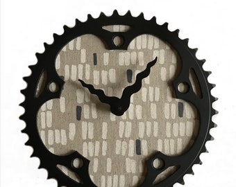 Bicycle Gear Clock - Mod Linen | Bike Clock | Wall Clock | Recycled Bike Parts Clock