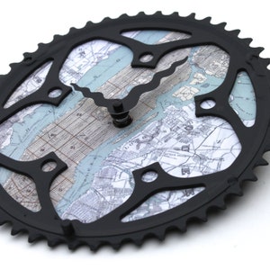 NYC Bicycle Clock Manhattan Map Clock Bike Gear Clock NYC Vintage City Map Clock image 5