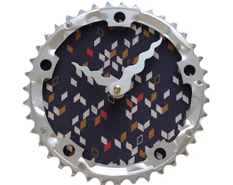 Bicycle Gear Clock -  Purple Confetti | Bike Clock | Wall Clock | Recycled Bike Parts Clock