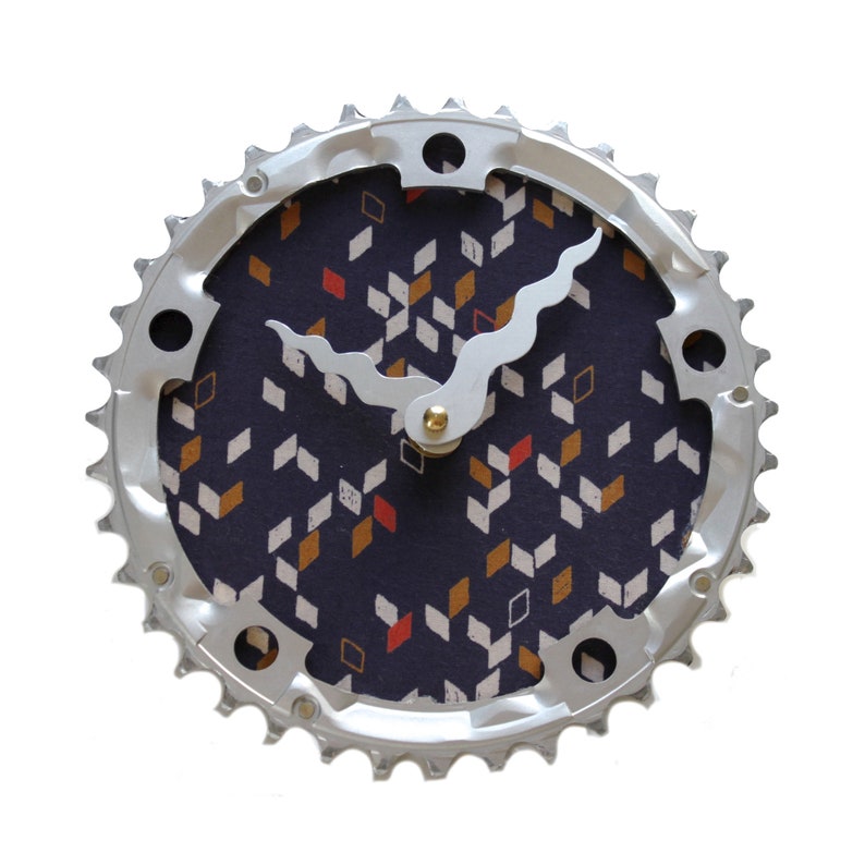 Bicycle Gear Clock Purple Confetti Bike Clock Wall Clock Recycled Bike Parts Clock image 1