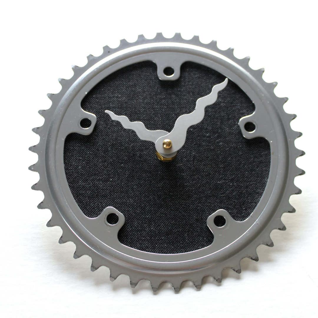 Bicycle Gear Clock Gray Wool Bike Clock Wall Clock Etsy