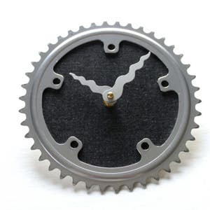 Bicycle Gear Clock - Gray Wool | Bike Clock | Wall Clock | Recycled Bike Parts Clock