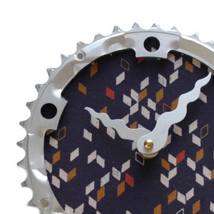 Bicycle Gear Clock Purple Confetti Bike Clock Wall Clock Recycled Bike Parts Clock image 2