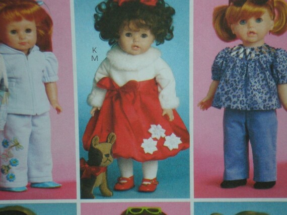 Reduced!McCall's 5775 Pattern fits 18" Doll Makes Wardrobe Tote Bag & Toy Dog 