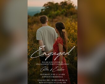 Classy Engagement Party Invitation: Minimalist Digital Evite (Editable Template)