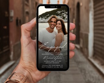 Simple Engagement Party Invitation: Minimalist Digital Evite (Editable Template)
