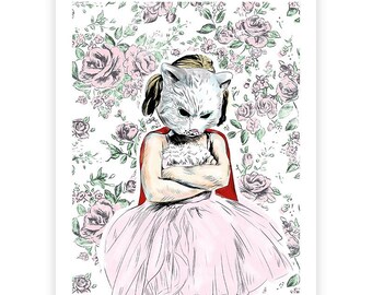 Sour Puss Illustration Print