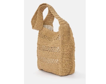 Gehaakte Raffia Tas, Raffia Tote Bag, Strandtas, Luxe Tas, Zomertas, Mand Strozak, Damestas, Mesh Bag, Cadeau voor haar