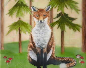 Print - Limited Edition - "Guardians of the Wood - Fox" - mixed media encaustic