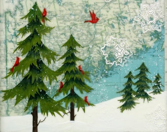 Print - Limited Edition - "Downeast Snowfall" - mixed media encaustic