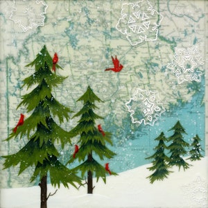 Impreso - Edición Limitada - "Downeast Snowfall" - encáustica de técnica mixta