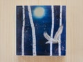Waxed Mini - Under the Silver Moon, encaustic mixed media reproduction