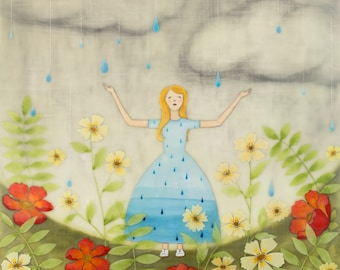 Print - Limited Edition - Spring Rain - encaustic mixed media