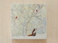 Waxed Mini - Watching the Snow Fall, encaustic mixed media reproduction