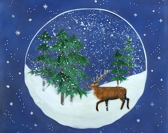 Print - Limited Edition - "Snow Globe" - mixed media encaustic