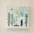 Waxed Mini - Headed Home for Cocoa, encaustic mixed media reproduction