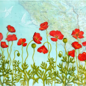 Druck - Limitierte Auflage - ""Poppie Coast"" - mixed media enkaustik."