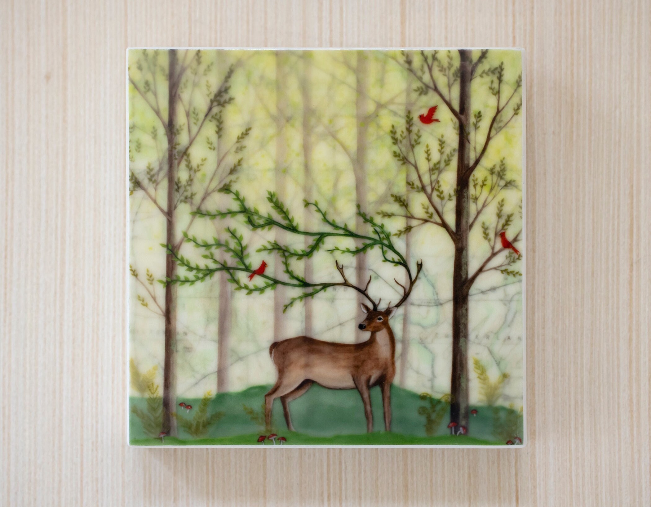Waxed Mini - King of Spring, encaustic mixed media reproduction