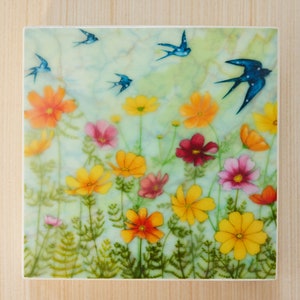 Waxed Mini - Cosmos, encaustic mixed media reproduction