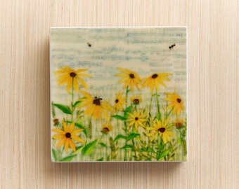 Waxed Mini - Bee Symphony, encaustic mixed media reproduction