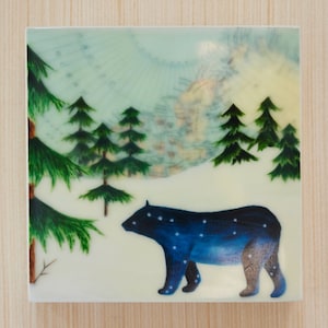 Miniatura encerada - Oso Orión, reproducción en técnica mixta encáustica