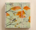 Waxed Mini - Fall Chickadees, encaustic mixed media reproduction