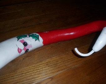 hand painted Santa gourd. long twisted. vintage